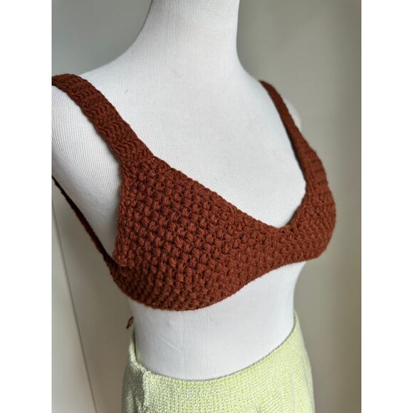 Hand Crochet Bra Top Bikini Top Boho Hippie Size XS A Cup Tank - Picture 2 of 6